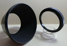 Black Metal 1.625" Deep Lens Hood/Shade w/Adapter Ring Used Unbranded Xclnt Cond