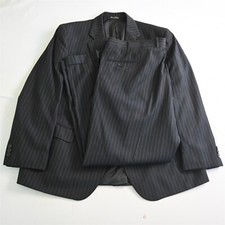 Europa Uomo 46S 42x30 Black Striped 2 Piece Mens Jacket Pants Suit