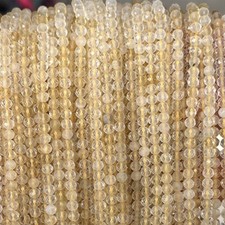 2/3/4mm Genuine Natural Micro Faceted Yellow Citrine Quartz Gemstone Stone Beads