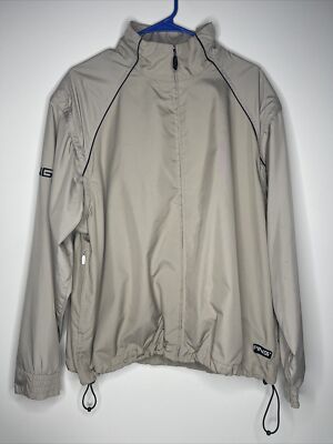 Ping Collection Men's Full Zip Golf Jacket Tan Beige Sz Med M Rain Removable Slv