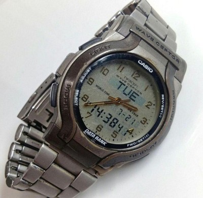 CASIO WAVE CEPTOR DATA BANK 2703 WVA-200 Analog Digital Uhr aus Japan