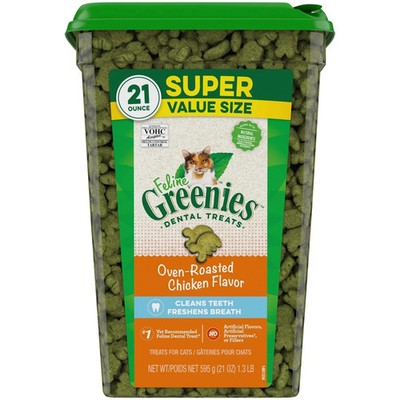 Greenies Feline Natural Dental Care Cat Treats Oven Roasted Chicken Flavor, 21