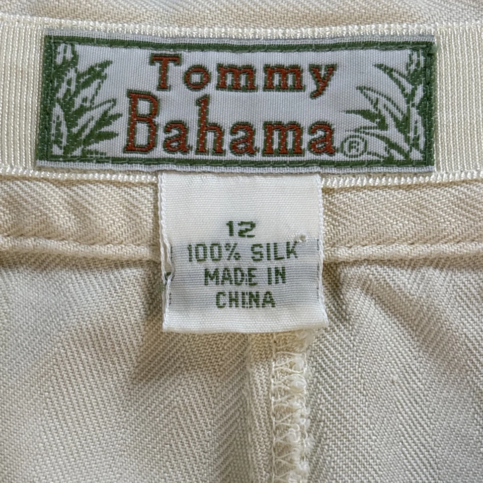 Bermuda Tommy Bahama amarelo manteiga marfim 100% seda tamanho 12 viagem verão - Imagem 3 de 4