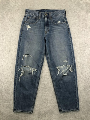 #ad Gap Jeans Women’s 2R 30x25.5 Blue Barrel High Rise Distressed Denim $24.20