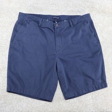 Lands End Men s Navy Shorts Size 40 Casual Flat Front Cotton Blend