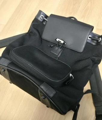Sac à dos en cuir Montblanc noir voyage d'affaires rare grand sac homme vintage - Photo 1/4