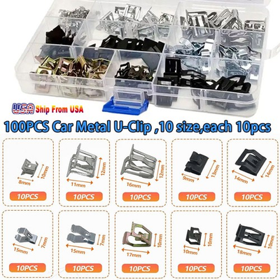 #ad 100pcs 10Sizes Car Dashboard Trim Fixing Rivets Metal Retainer Clips Moulding $16.55