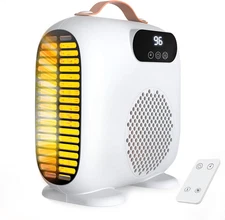 Space Heater 1500W with Remote Control, 12H Timer & 3 Modes, Overheat and Tip-Ov
