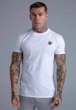 Image of SikSilk Men's Short Sleeved Crew Neck Muscle Fit Essentials T-Shirt Tee White