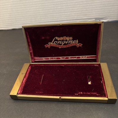 Vintage Longines Brass Watch Case Red Velvet ''World's Most Honored Watch'' 1950s