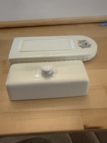 NORA FLEMING STONEWARE BUTTER DISH - RETIRED PEARL DROP - IVORY-RARE - Picture 5 of 6