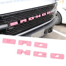 Front Grille Letters Cover Trim Logo Decor Frame For Ford Bronco 2021 Pink