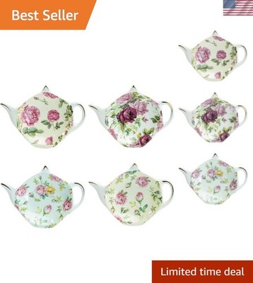 Gracie China Tea Bag Caddy Holder, Set of 4 Rose Chintz