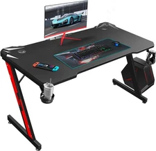 Gaming Desk, Computer Desk with Carbon Fiber Surface, 