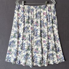 Vtg Skirt Womens 18 Off White Pull On Midi Cottagecore Prairie Ditsy Chintz 80s