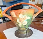 Roseville Magnolia VINTAGE Handle Vase **FREE SHIP** 384 - 8" **LOWEST Price!