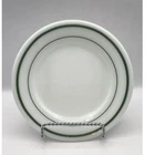 VTG Pyrex Tableware By Corning 6.75" Plates Five (5) White - Dark Green Stripes