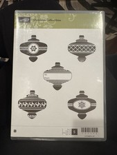 5pc Stampin up Christmas Collectibles Stamp Set Wood Mount Ornaments Tags Cards