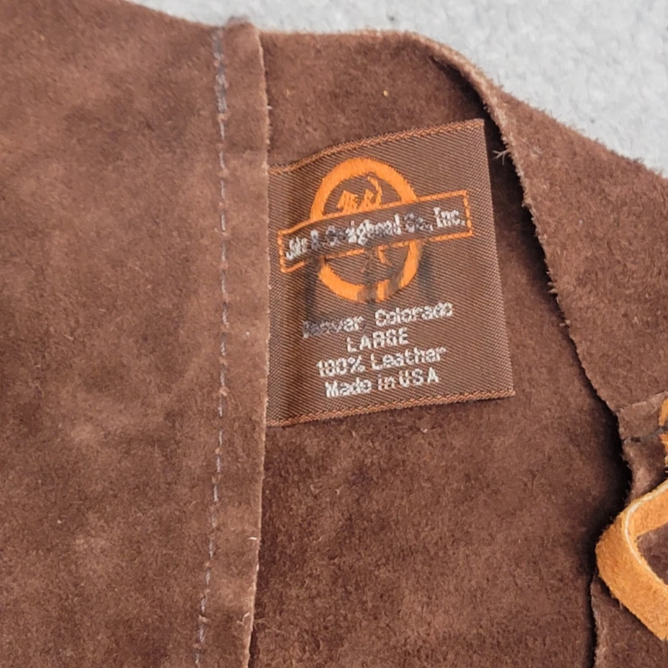 Chaleco de Colección John R Craighead Western Cowboy Chaps Juvenil Grande Gamuza Cuero Foto 3 de 4