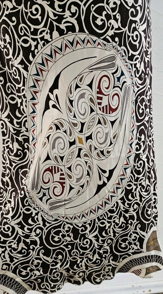 Vestido Tribal Vintage Nicole Miller Collection 100% Seda Tamanho 2 Pequeno Em Muito Bom Estado Usado - Imagem 4 de 4