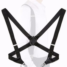 25mm Adult Side Suspenders Men's Braces 2-clip Leather Heavy Duty Multicolor
