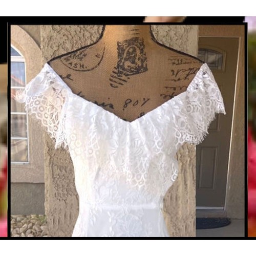 Lulus Cherished Forever White Off-the-Shoulder Lace Maxi Dress Size L - Picture 2 of 13