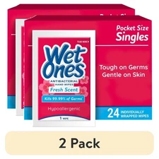Individually Wrapped Antil Hand Wipes Fresh Scent 24 Count 2 Pack