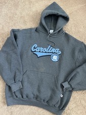 UNC North Carolina Tar Heels hoodie Sweatshirt Mens Large Gray Russell Vintage