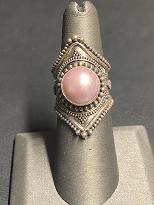 Merav 925 Sterling Silver Mobe Pearl Ring Size 7