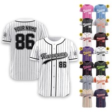 Custom Baseball Jersey Shirt Personalized Team Name Number Fan Gift Top