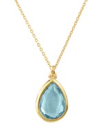 Latelita Klein Mini Edelstein AnhäNger Halskette Gold Blau Topas 925 Silber Hell