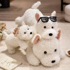 White Terrier Dog Plush Toy 16" Stuffed Animal Toddler Doll Gift for Kids 1Pc