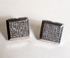 BEAUTIFUL 10K WHITE GOLD 1/2 CT TW DIAMOND SQUARE SCREW BACK STUD EARRINGS