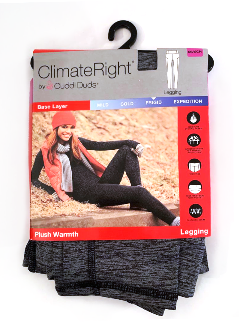Climateright by Cuddl Duds Women's and Women's Plus Stretch Microfiber Base Layer Legging, Size: XS, Black