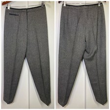 Talbots Women  s Gray Herringbone 100 Wool Straight Leg Trouser Pants 8 PETITE