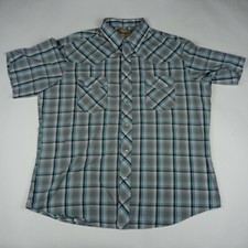 WRANGLER Western Shirt Pearl Snap Short Sleeve Button Up Men's Size XL Casual