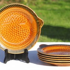 Lot de 6 assiettes poisson en faïence Sarreguemines France Ø 24,5 cm