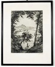 Original Circa 1930’s Signed Etching by Arthur Riedel  (1888 - 1953) 