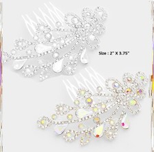 Crystal Rhinestone Hair Comb Wedding Bridal Cocktail Leaf Bar Branch Teardrop
