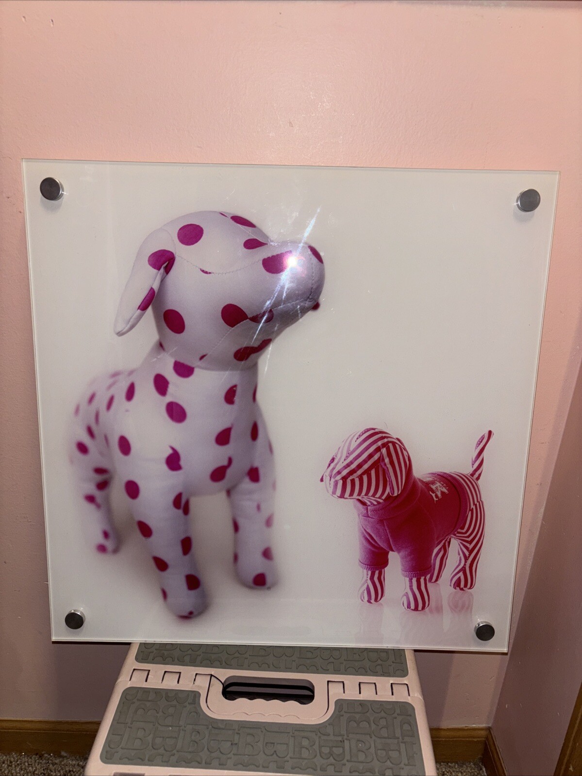 VS PINK Polka Dot & Striped Dog Display sign Nice Size18x18  RARE