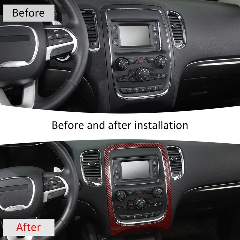 Red Carbon Fiber Center Console GPS Navigation Cover Frame For Dodge Durango 14+ Foto 2 de 4