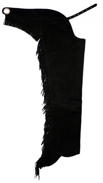 Chaps Western équestre En Cuir Noir Et Marron Frangé - Réglable - Pour Rodéo Et Spectacle