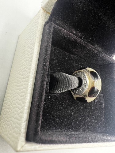 Genuine Pandora Silver Black & Grey Triangles Murano Glass Bead 925 ALE (14) - Picture 3 of 3