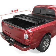 OEDRO 5.5ft 3-Fold Tonneau Cover For 2017-2024 Nissan Titan Truck Bed Waterproof