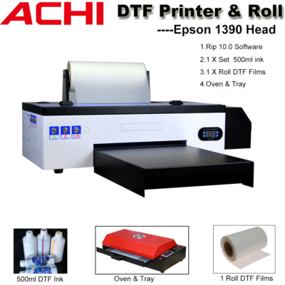 ACHI A3 DTF Roll Printer Direct to Film For T-shirt Epson1390 Head 500ml DTF INK
