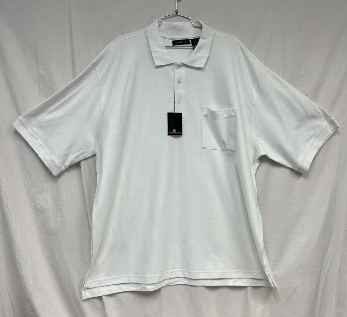 Cotton Traders Mens Short Sleeve Polo Shirt White Size 2XLarge New Display