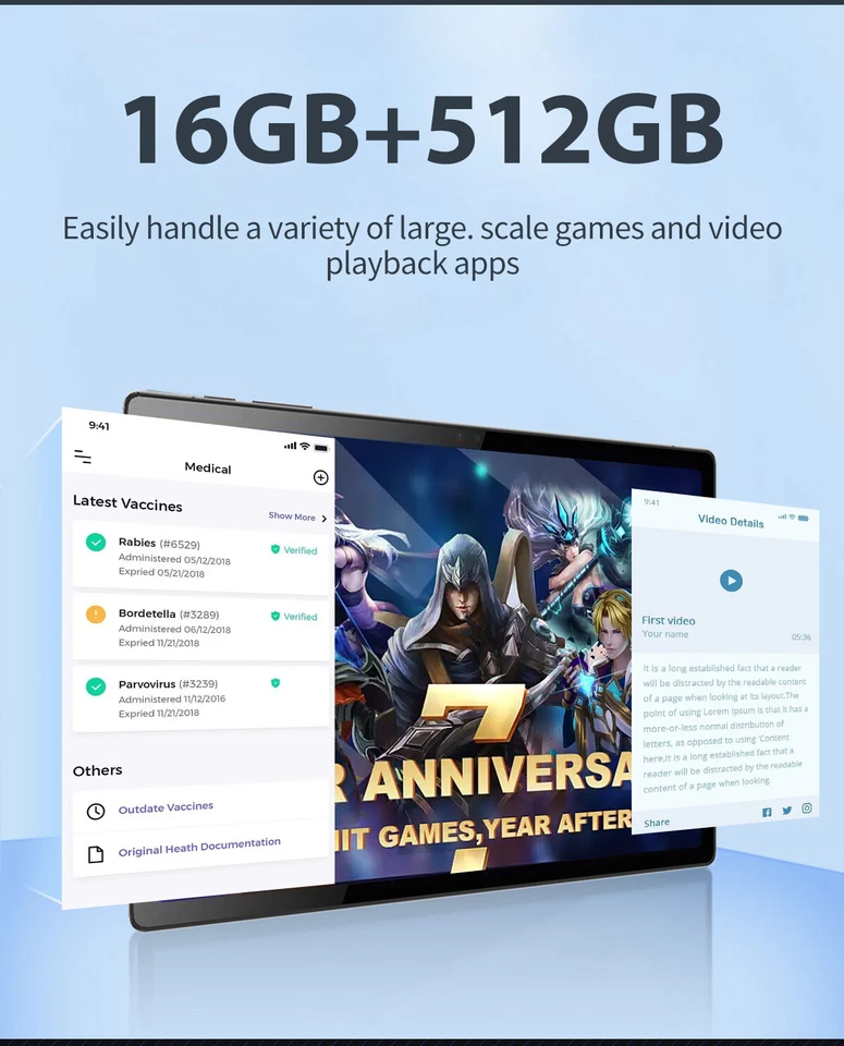 Tablet 12-inch Android Deca-Core  16GB RAM + 512GB WiFi 4G/5G  13 Dual Camera - Image 3 of 4