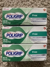 Super POLIGRIP Strong Denture Adhesive Cream Travel Size Lot Of 3