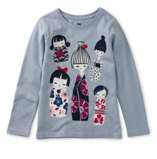 TEA COLLECTION Doll L/S Top - Fog Blue - NWT Girls 6
