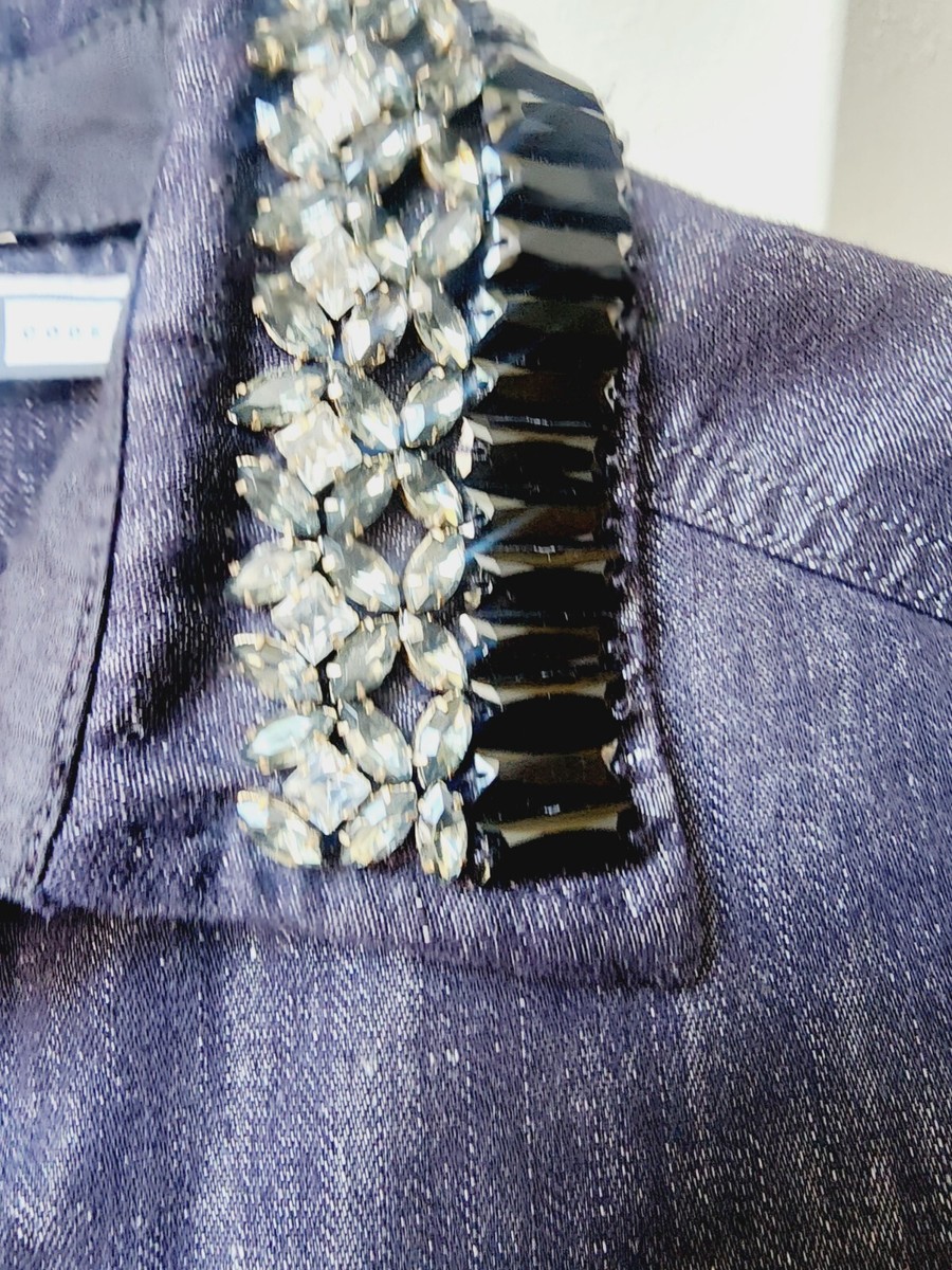 Max Mara Sportmax Code Blue Denim Rhinestones Women Top